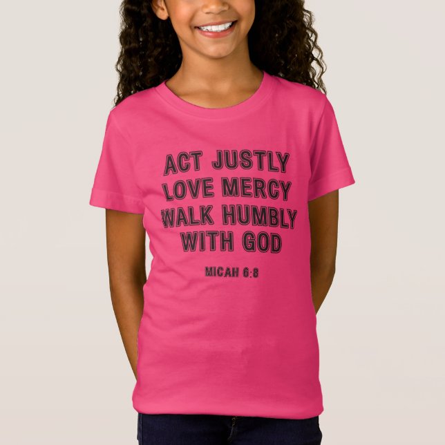 T-Shirt Micah 6:8 Agir Justement Noir Texte Bordé (Devant)