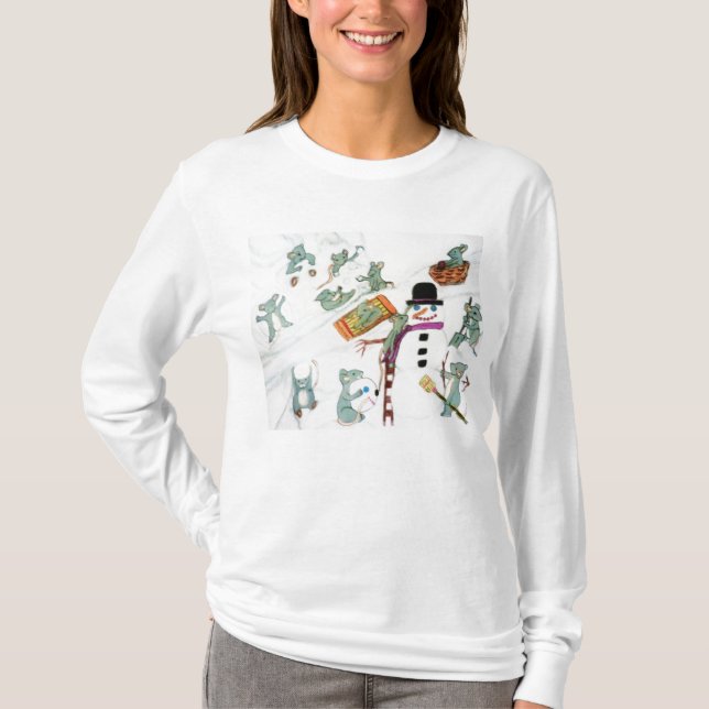 T-SHIRT MICE DE NOËL JOUER DANS LA NEIGE (Devant)