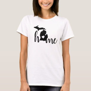 T-shirt Michigan Accueil Coeur Noir Silhouette