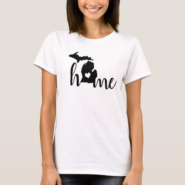 T-shirt Michigan Accueil Coeur Noir Silhouette (Devant)