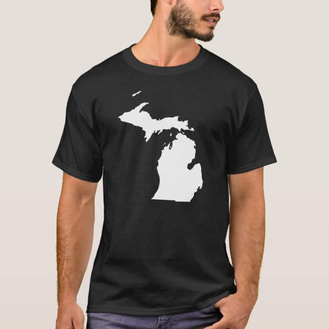 T-shirt Michigan en blanc et noir (Devant)