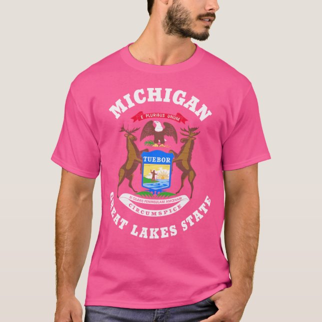 T-shirt Michigan Great Lakes State Drapeau V3 Actif (Devant)