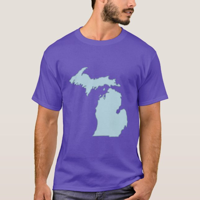T-shirt Michigan Home State Outline Blue Oversize (Devant)