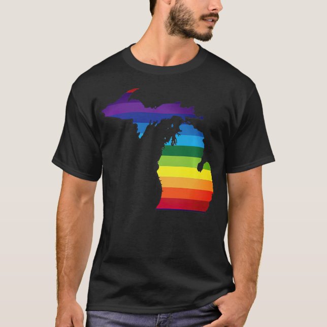 T-shirt Michigan LGBT Rainbow Flag Gay pride (Devant)