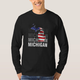 T-shirt Michigan Map USA Drapeau