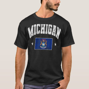 T-shirt Michigan MI Drapeau du Michigan Worn Classic