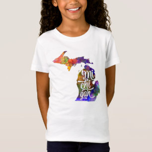 T-Shirt Michigan US State in watercolor text cut out