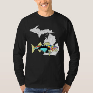 T-shirt Michigan Walleye Fishing Freswater Fisherman Wall