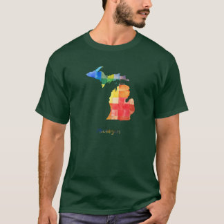 T-shirt Michigan Watercolor Map Painting