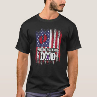 T-shirt Micro Preemie NICU USA Drapeaux Papa Naissance pré