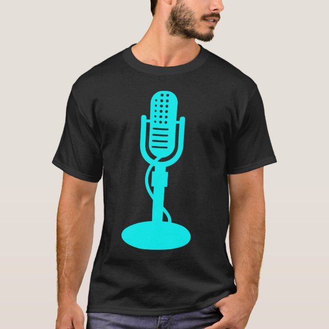 T-shirt Microphone - Cyan (Devant)