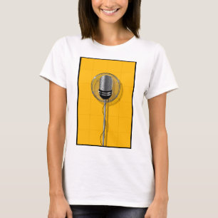 T-shirt Microphone Rétro sur Jaune Gras
