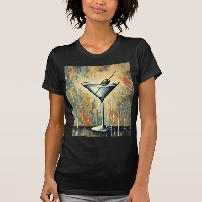 T-shirt Mid Century Mixed Media Martini Art (Devant)