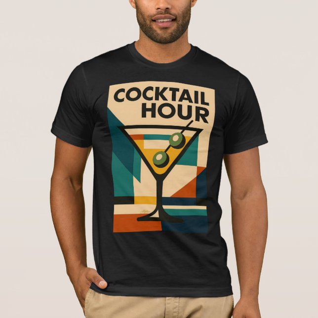 T-shirt Mid Century Modern Bauhaus Cocktail Hour Martini (Devant)