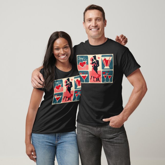 T-shirt Mid Century moderne Valentine Dancing Couple (Unisexe)