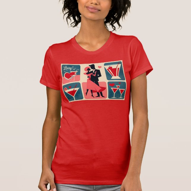 T-shirt Mid Century moderne Valentine Dancing Couple (Devant)