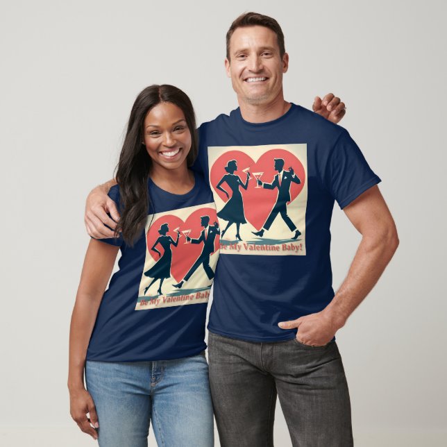 T-shirt Mid Century Valentine Hip Martini Dancing Couple (Unisexe)