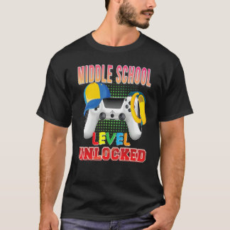 T-shirt Middle School Level Unlocked Video Game Gamer Back