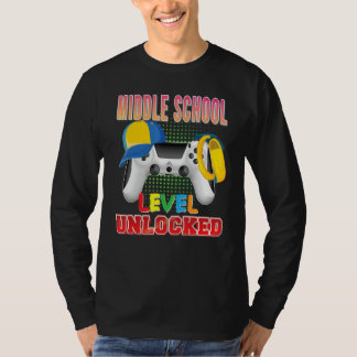 T-shirt Middle School Level Unlocked Video Game Gamer Back
