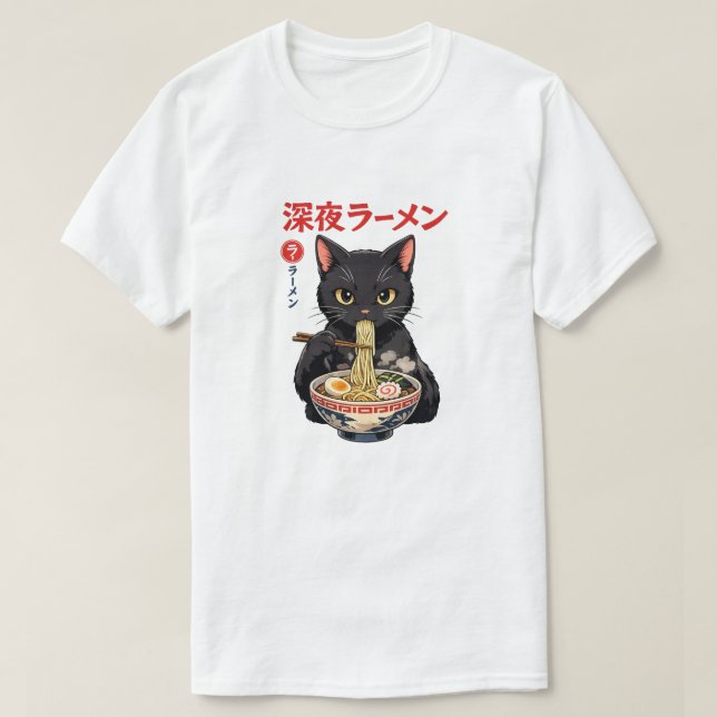 T-shirt Midnight Ramen Cat (Design devant)