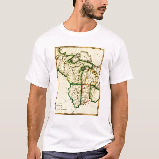 T-shirt Midwest dans la carte unie de StatesPanoramic (Devant)