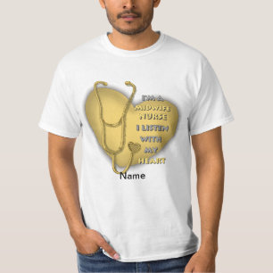 T-shirt Midwife nurse Yellow Heart
