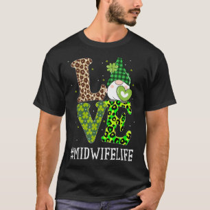 T-shirt Midwoman Love Jour de la Saint Patrick Gnome Leopa