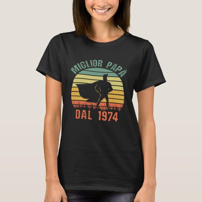 T-shirt Miglior Papà Dal 1974 Compleanno Padre Retro Vinta (Devant)