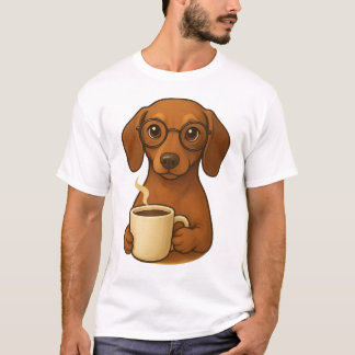 T-shirt mignon amateur de café teckel – Fun Sausag
