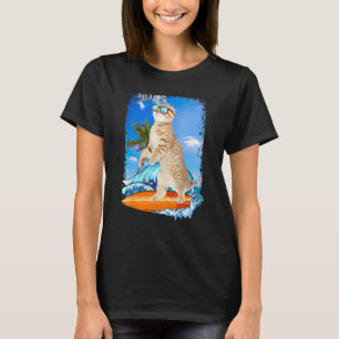 T-shirt Mignon amateur de surf chat hawaïen surfeur plage