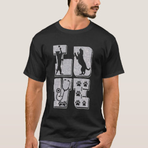 T-shirt Mignon AMOUR Chat Chien Empreinte De Patte Chien C