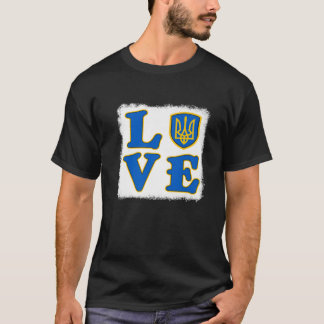 T-shirt Mignon amour Kiev Trysub Trident drapeau ukrainien