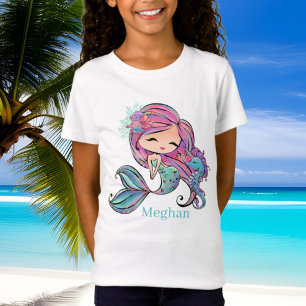 T-Shirt mignon amoureux de sirène ajouter le nom