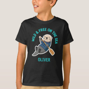 T-shirt Mignon animal marin nautique "Loutre sauvage et li