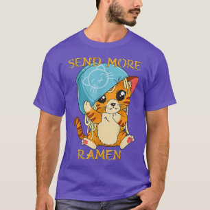 T-shirt Mignon Anime Kawaii Bol de Ramen de Chat Chaton 