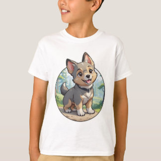 T-shirt mignon avec un chien de dessin animé suédo