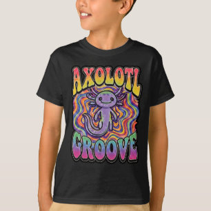 T-shirt Mignon Axolotl Hippie Groovy Art Rétro 70s Arc-en-