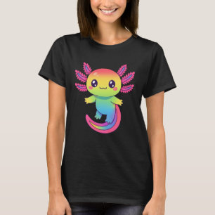 T-shirt Mignon Axolotl Kawaii Adorable Arc-en-ciel Vibrant