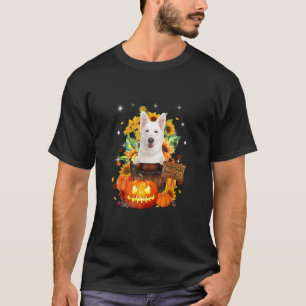 T-shirt Mignon Berger Blanc Allemand Dans Pumkins Hallowee