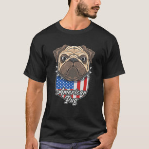 T-shirt Mignon Bouledogue Américain avec fond de bouclier