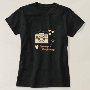 T-shirt mignon Caméra et texte minimaliste 'enregistrer d