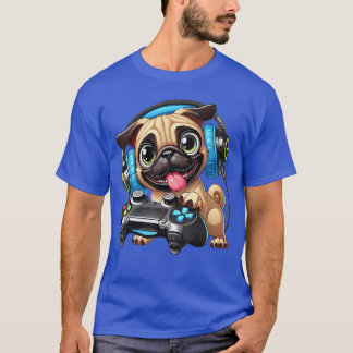 T-shirt Mignon Carlin Chien Mignon Chiot Jouant Joueur Car