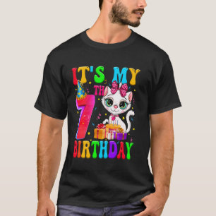 T-shirt Mignon C'est mon 7ème anniversaire 7 ans Chat Jour