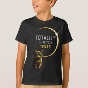T-shirt Mignon Chat de l'Éclipse Solaire Totale du Texas