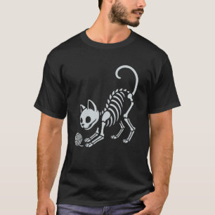 T-shirt Mignon Chat Laine Squelette Halloween Maman Papa E