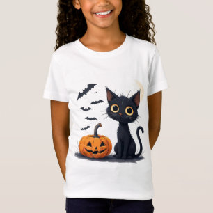 T-Shirt Mignon Chat Noir Kawaii Halloween Amusant 🎃