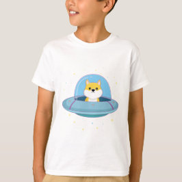 T-shirt mignon chien alien volant alien soucoupe