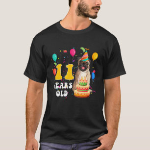 T-shirt Mignon chien carlin de 11 ans fête d'anniversaire