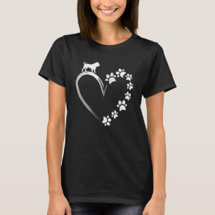T-shirt Mignon chien pug teckel cœur empreinte de patte am