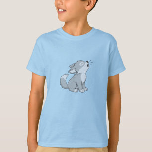 T-shirt Mignon chiot loup hurleur de dessin animé